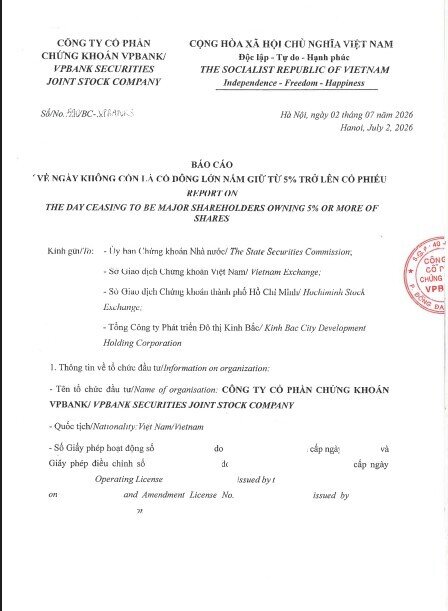 VPX bán ra hơn 11 triệu cổ phiếu Kinh Bắc