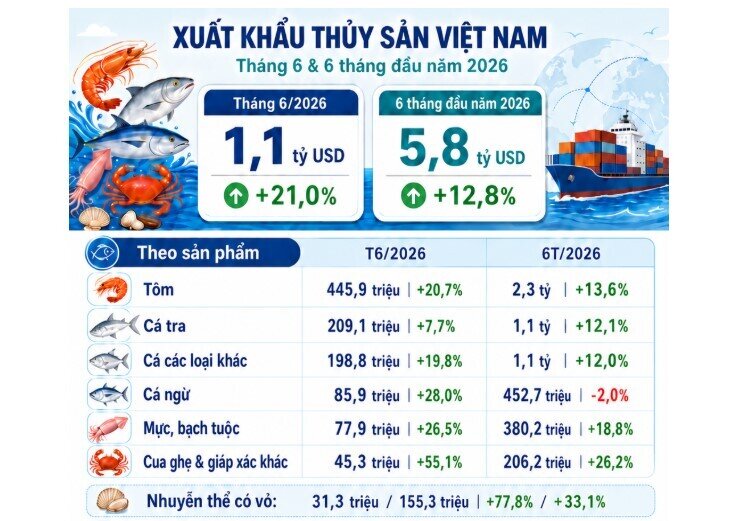 Tháng 6 bùng nổ: Xuất khẩu thủy sản sang Mỹ tăng mạnh, kỳ vọng gì cho nửa cuối năm?