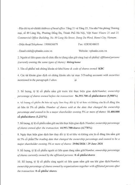 VPX bán ra hơn 11 triệu cổ phiếu Kinh Bắc