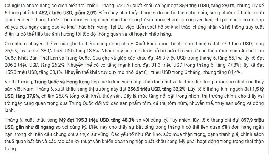 Tháng 6 bùng nổ: Xuất khẩu thủy sản sang Mỹ tăng mạnh, kỳ vọng gì cho nửa cuối năm?