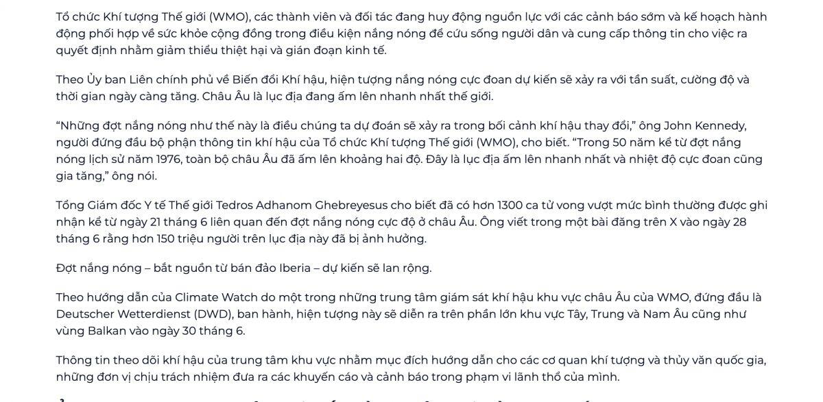 Con số gây sốc từ WMO: 489.000 người tử vong vì nắng nóng mỗi năm