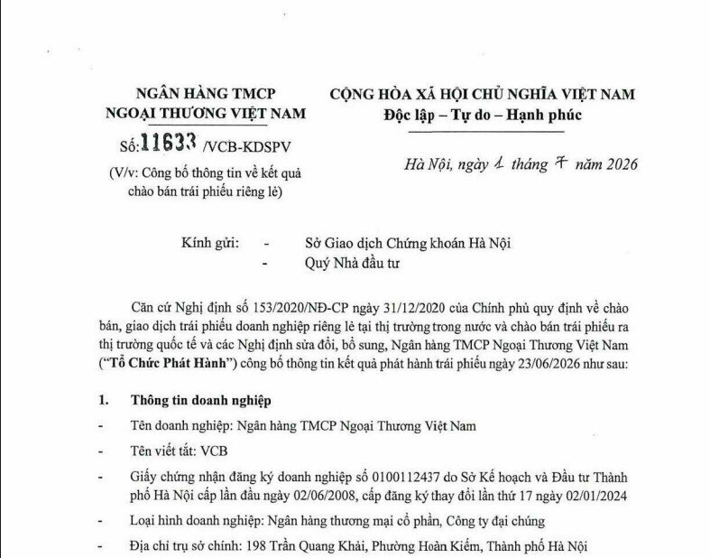 Thêm lô trái phiếu 'đổ' về Vietcombank (VCB)