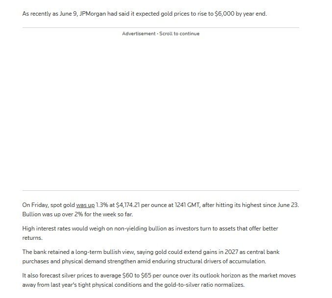 JPMorgan bất ngờ hạ mạnh dự báo giá vàng, từ 6.000 USD còn 4.500 USD/ounce