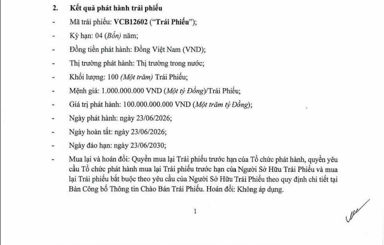 Thêm lô trái phiếu 'đổ' về Vietcombank (VCB)