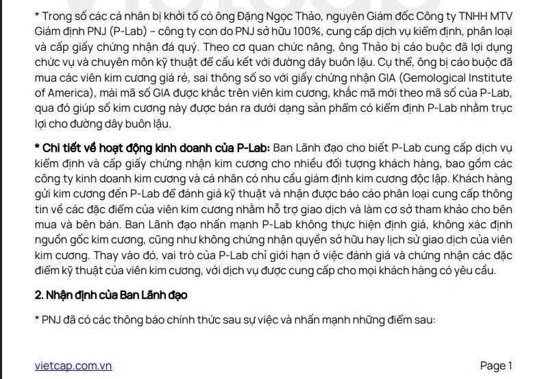 Bà Cao Thị Ngọc Dung: Gia đình đang cân nhắc mua vào cổ phiếu PNJ