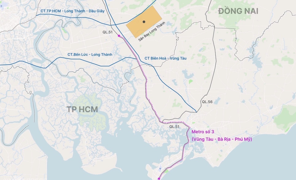 Đề xuất k&eacute;o d&agrave;i metro Vũng T&agrave;u đến s&acirc;n bay Long Th&agrave;nh