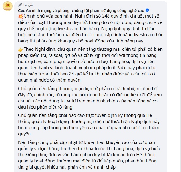 Thêm quy định mới với livestream bán hàng
