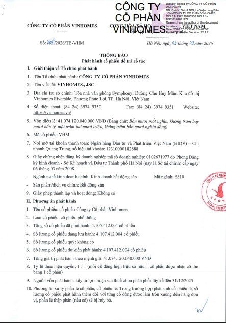 Hơn 4,1 tỷ cổ phiếu trả cổ tức của Vinhomes được kỳ vọng sẽ tạo hiệu ứng tích cực cho VN-Index