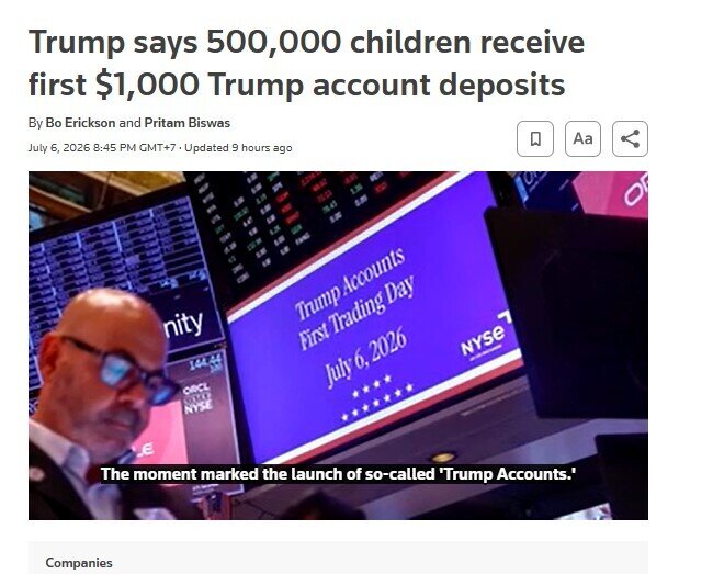 Mỹ ra mắt "Tài khoản Trump" mang lại cơ hội biến 1.000 USD thành quỹ 271.000 USD cho trẻ em