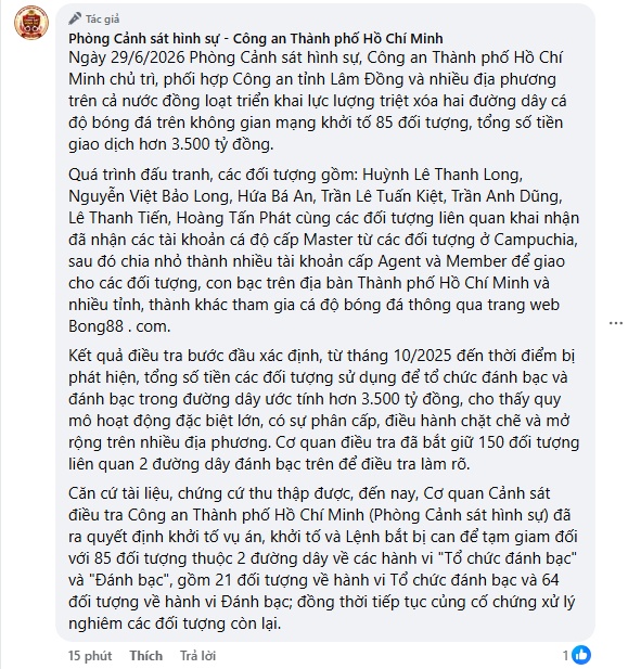 Triệt phá đường dây cá độ hơn 3.500 tỷ đồng