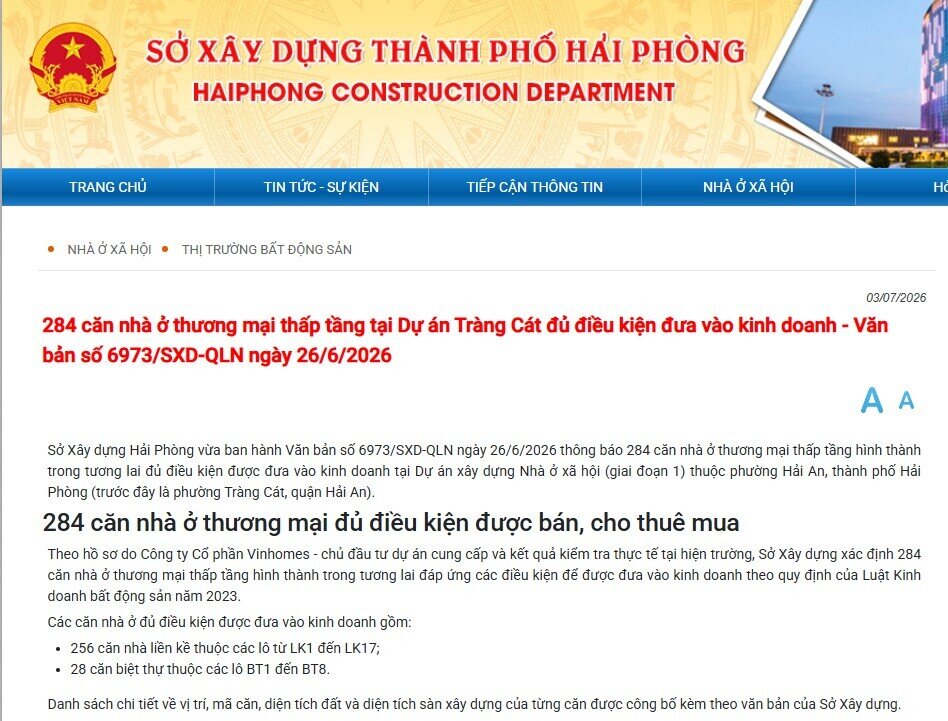 Dự án nhà ở xã hội của Vinhomes đã có hơn 2.500 sản phẩm đủ điều kiện mở bán