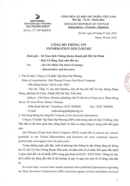 Đạt Phương (DPG) lên tiếng về vụ cổ phiếu bị thao túng