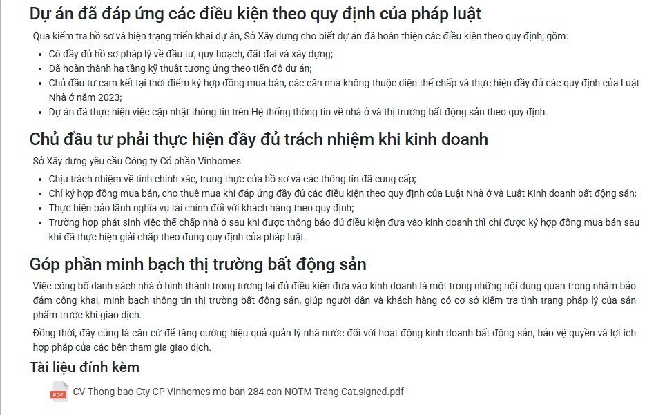 Dự án nhà ở xã hội của Vinhomes đã có hơn 2.500 sản phẩm đủ điều kiện mở bán