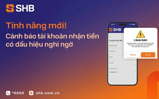 SHB bổ sung lớp cảnh báo rủi ro trong giao dịch chuyển tiền điện tử