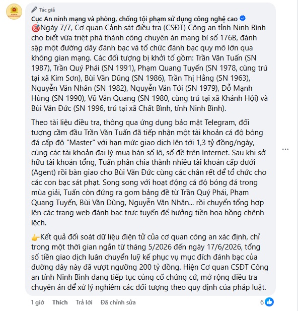 Telegram trở thành "đại bản doanh" của đường dây cá độ hơn 200 tỷ đồng