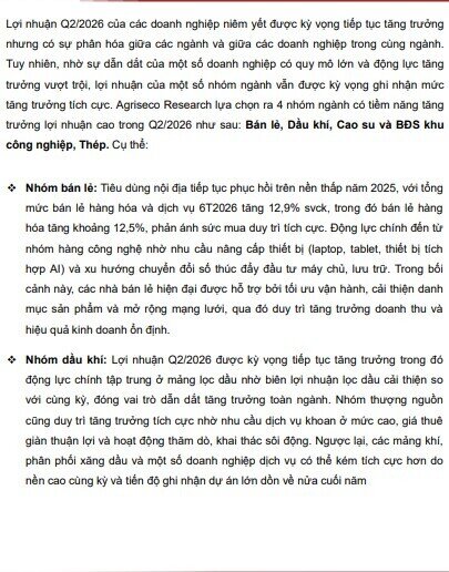 4 ngành có tiềm năng tăng trưởng lợi nhuận cao trong quý 2/2026