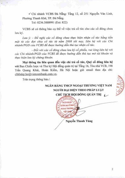 Vietcombank (VCB) chốt trả cổ tức tiền mặt, hơn 3.760 tỷ đồng sắp về tay cổ đông
