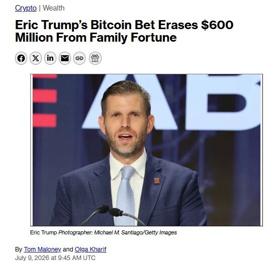 Con trai ông Trump "bay" hơn 600 triệu USD vì đặt cược vào Bitcoin