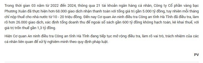 Khởi tố Chủ tịch và Phó Giám đốc một công ty kinh doanh vàng bạc