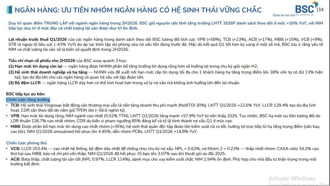 Nếu đang theo dõi nhóm ngân hàng, đây là 3 cái tên được BSC ưu tiên