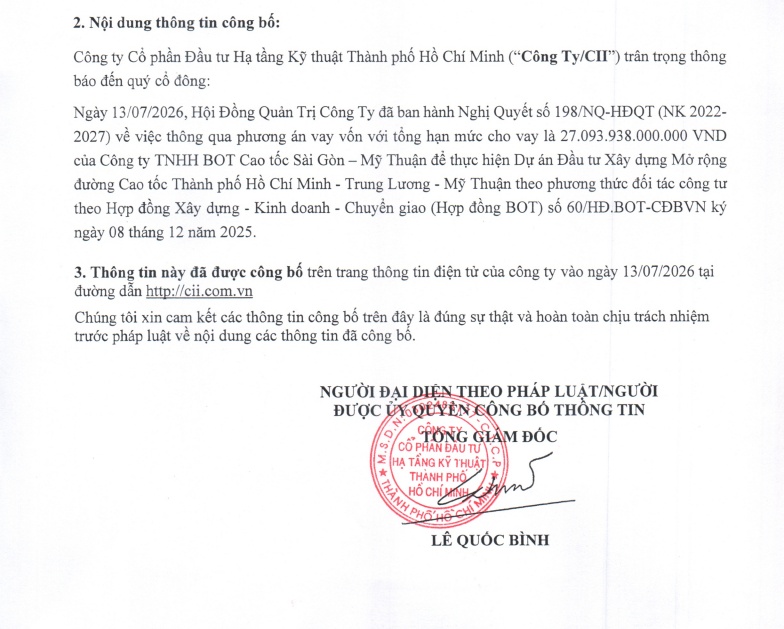 CII duyệt phương án vay hơn 27.000 tỷ đồng, dồn toàn lực cho cao tốc TP.HCM - Trung Lương - Mỹ Thuận