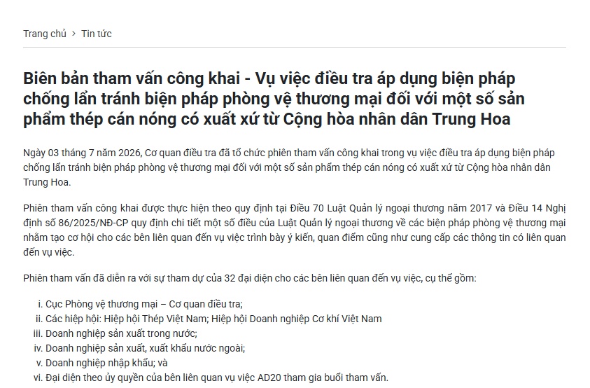 Nóng: Bộ Công Thương điều trần vụ áp thuế HRC, doanh nghiệp Trung Quốc lên tiếng