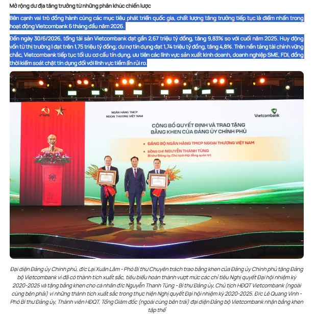 Giật mình với quy mô Vietcombank: Tổng tài sản đã gần 2,67 triệu tỷ đồng