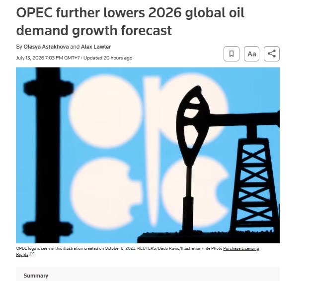 OPEC vừa hạ dự báo nhu cầu dầu năm 2026, tín hiệu gì cho giá dầu?