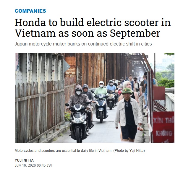 Honda sẽ sản xuất xe tay ga điện tại Việt Nam ngay trong tháng 9