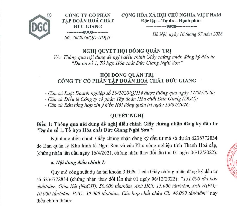 Hóa chất Đức Giang (DGC) lùi tiến độ siêu dự án 12.000 tỷ, lý do là gì?