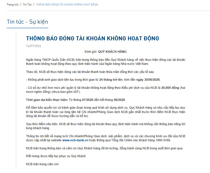 Ngân hàng bắt đầu xóa tài khoản chỉ còn dưới 20.000 đồng, mọi người nhớ kiểm tra