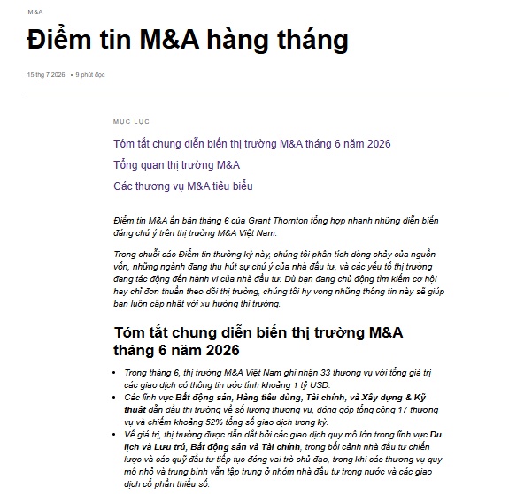 Gần 2,5 tỷ USD giao dịch M&A sau 6 tháng đầu năm