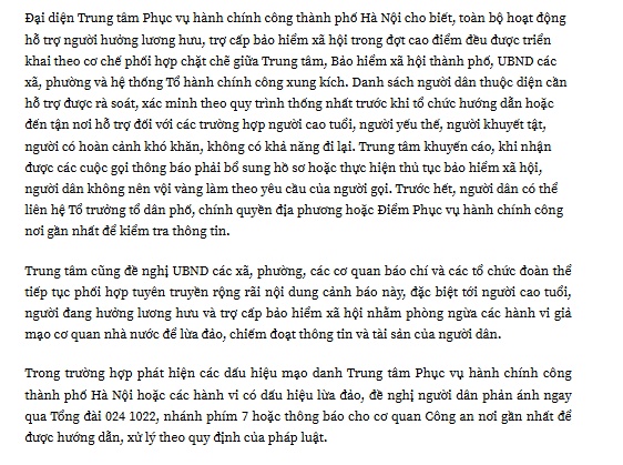 Hà Nội cảnh báo thủ đoạn lừa đảo nhắm vào người cao tuổi nhận lương hưu
