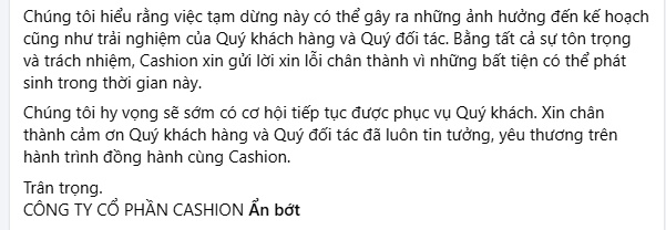 Một chuỗi cửa hàng kim cương Cashion tạm dừng kinh doanh