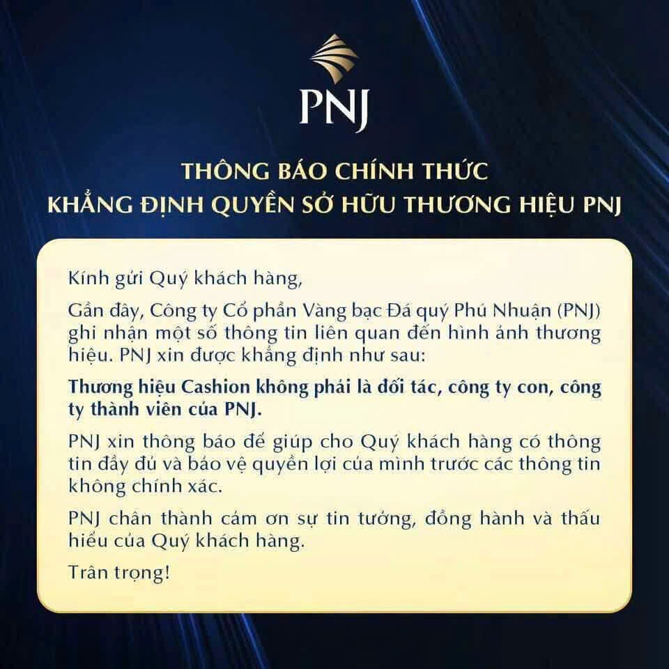 PNJ nói gì sau khi Cashion bất ngờ đóng cửa để tái cấu trúc?
