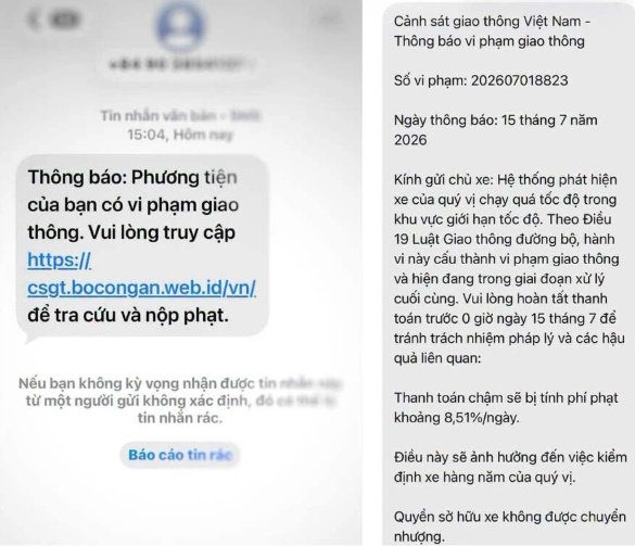 Mạo danh dịch vụ công thông báo phạt nguội để đánh cắp thông tin
