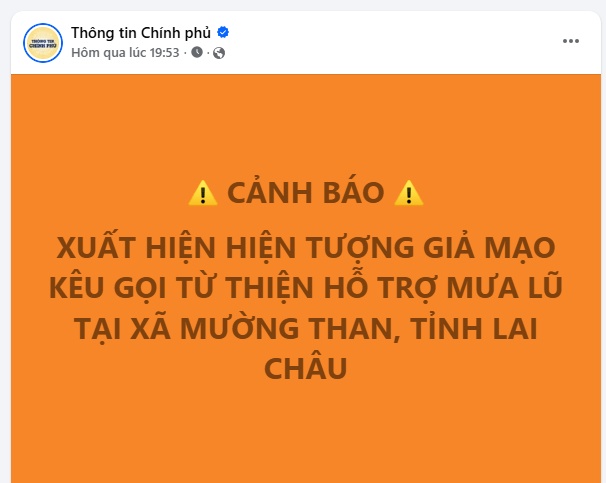 Cảnh báo: Xuất hiện hiện tượng giả mạo kêu gọi từ thiện hỗ trợ mưa lũ
