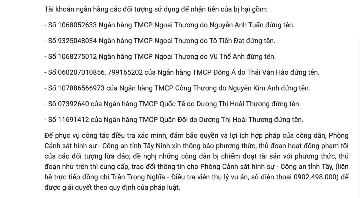 Ai đã từng chuyển tiền vào các tài khoản Vietcombank, MB, VIB, Đông Á này? Kiểm tra ngay