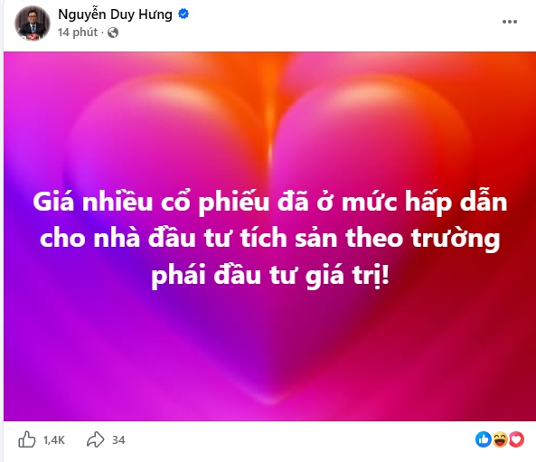 Chủ tịch SSI Nguyễn Duy Hưng phát tín hiệu bắt đáy?