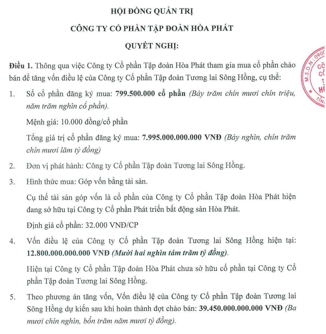 Hòa Phát rót 8.000 tỷ vào siêu dự án Sông Hồng, hé lộ nước đi bất ngờ