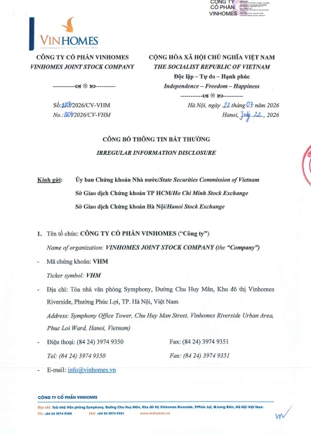 Vinhomes chuyển nhượng toàn bộ vốn tại công ty vừa thành lập
