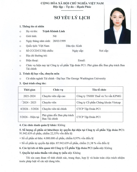 PC1 chính thức có nữ Chủ tịch HĐQT sinh năm 1999