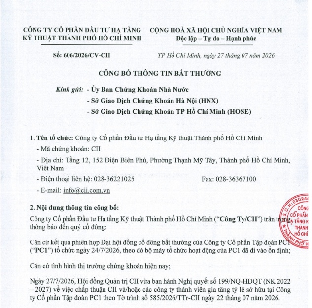 CII nói gì sau khi nắm hơn 10% vốn PC1?