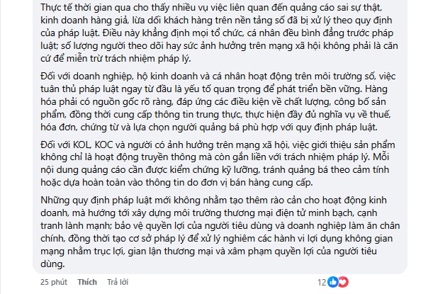 KOL, KOC và người livestream bán hàng: Quảng cáo sai sự thật sẽ phải chịu trách nhiệm trước pháp luật