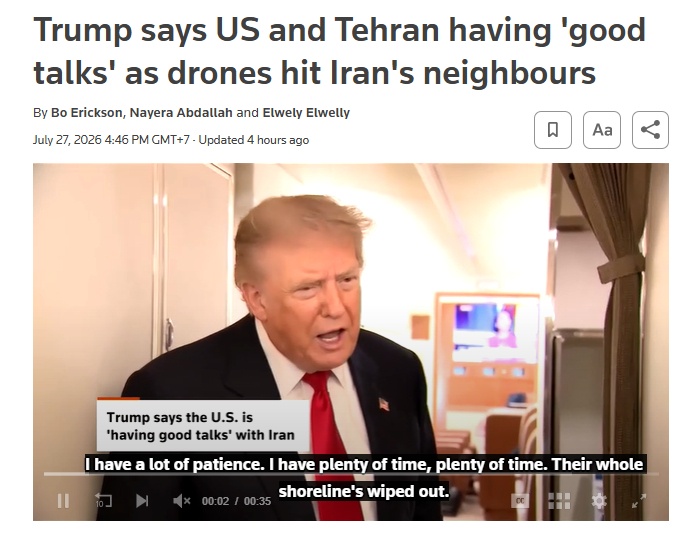 Tổng thống Trump nói Mỹ và Iran đang ‘đàm phán tốt đẹp’