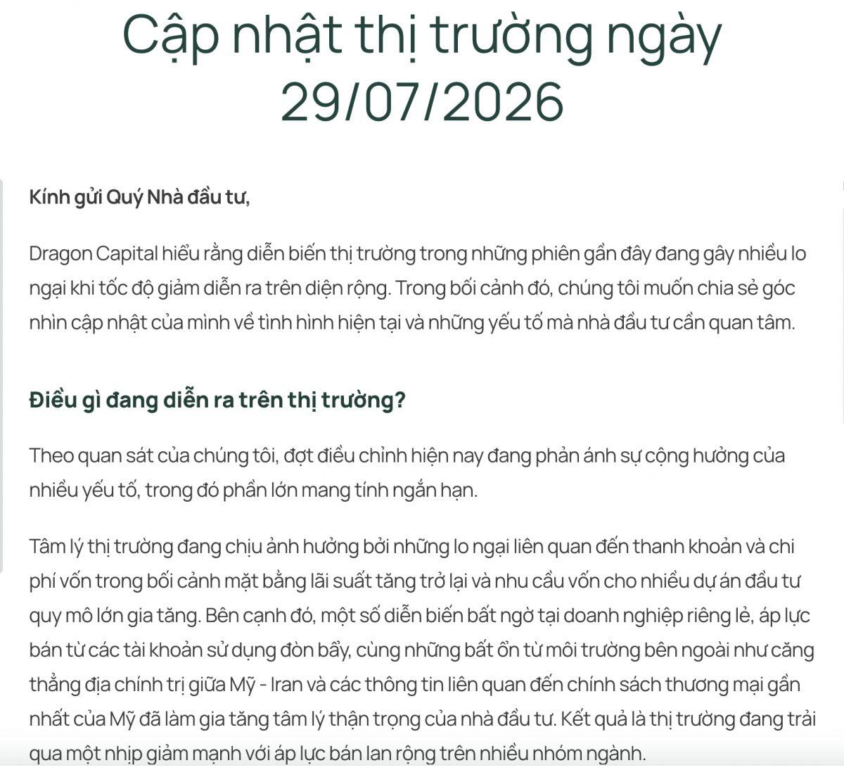 Dragon Capital ra khuyến nghị quan trọng cho nhà đầu tư chứng khoán