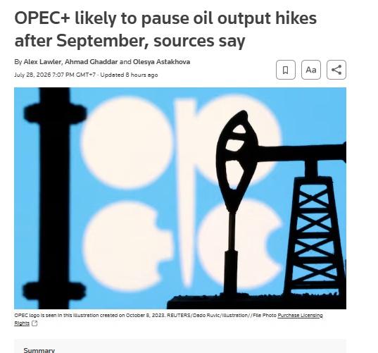 OPEC+ có thể tạm dừng tăng sản lượng tới 3 tháng, giá dầu sẽ phản ứng ra sao?