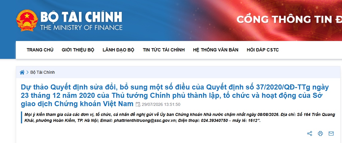 Bộ Tài chính đưa đề xuất quan trọng trong việc vận hành TTCK