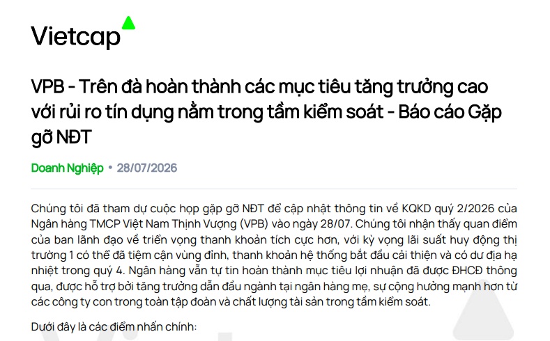 VPBank chưa có kế hoạch tài trợ vốn cho 18 dự án trọng điểm
