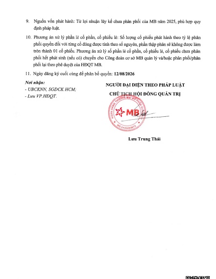MBBank sắp trả cổ tức 15%